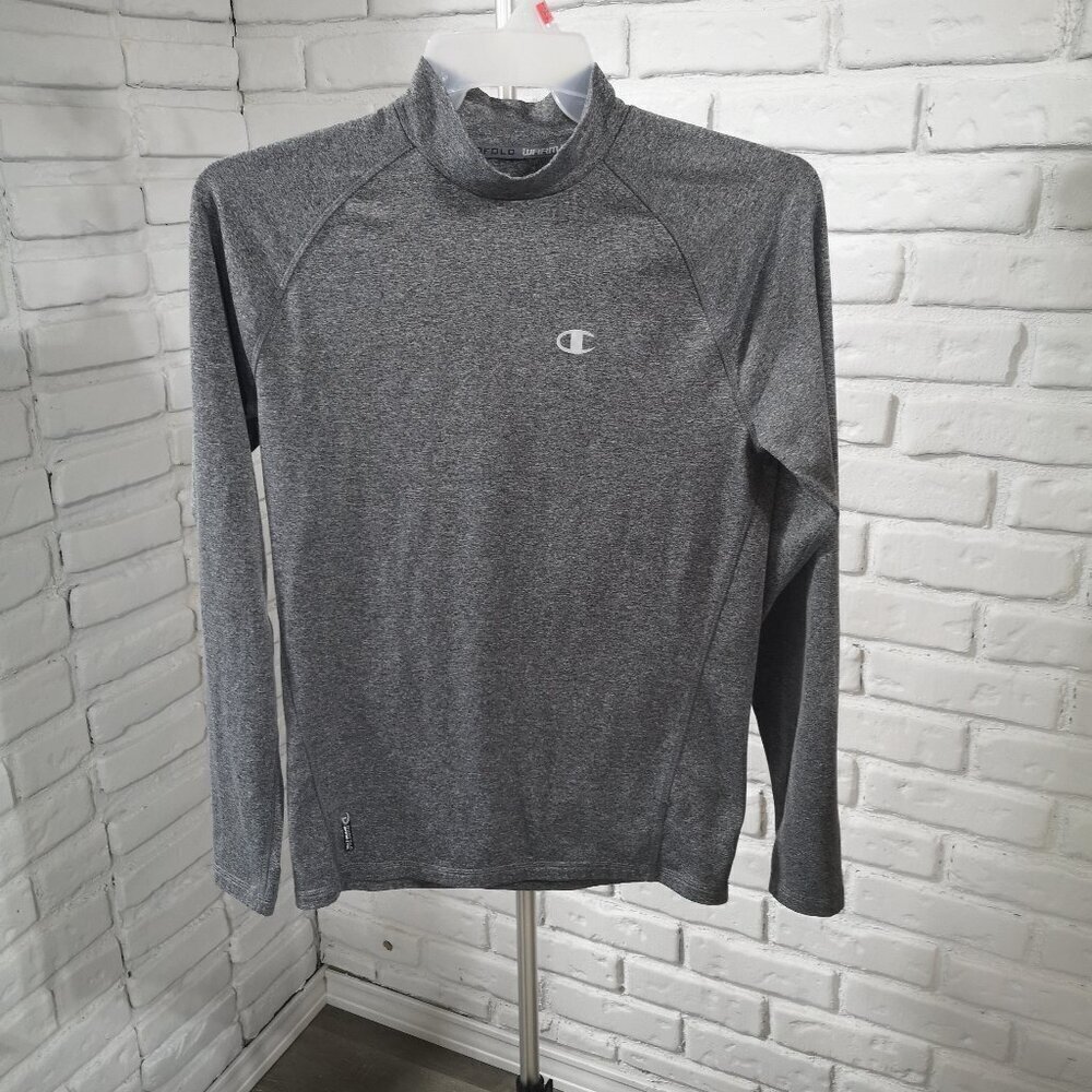 Champion Duofold Warm Ctrl Ladies Size Medium Grey Fleece Lined Mock Neck Top